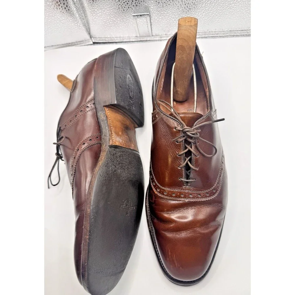 Vintage Allen Edmonds Polo Saddle Oxford Brown 10.5D USA Re-Soled Leather Shoes